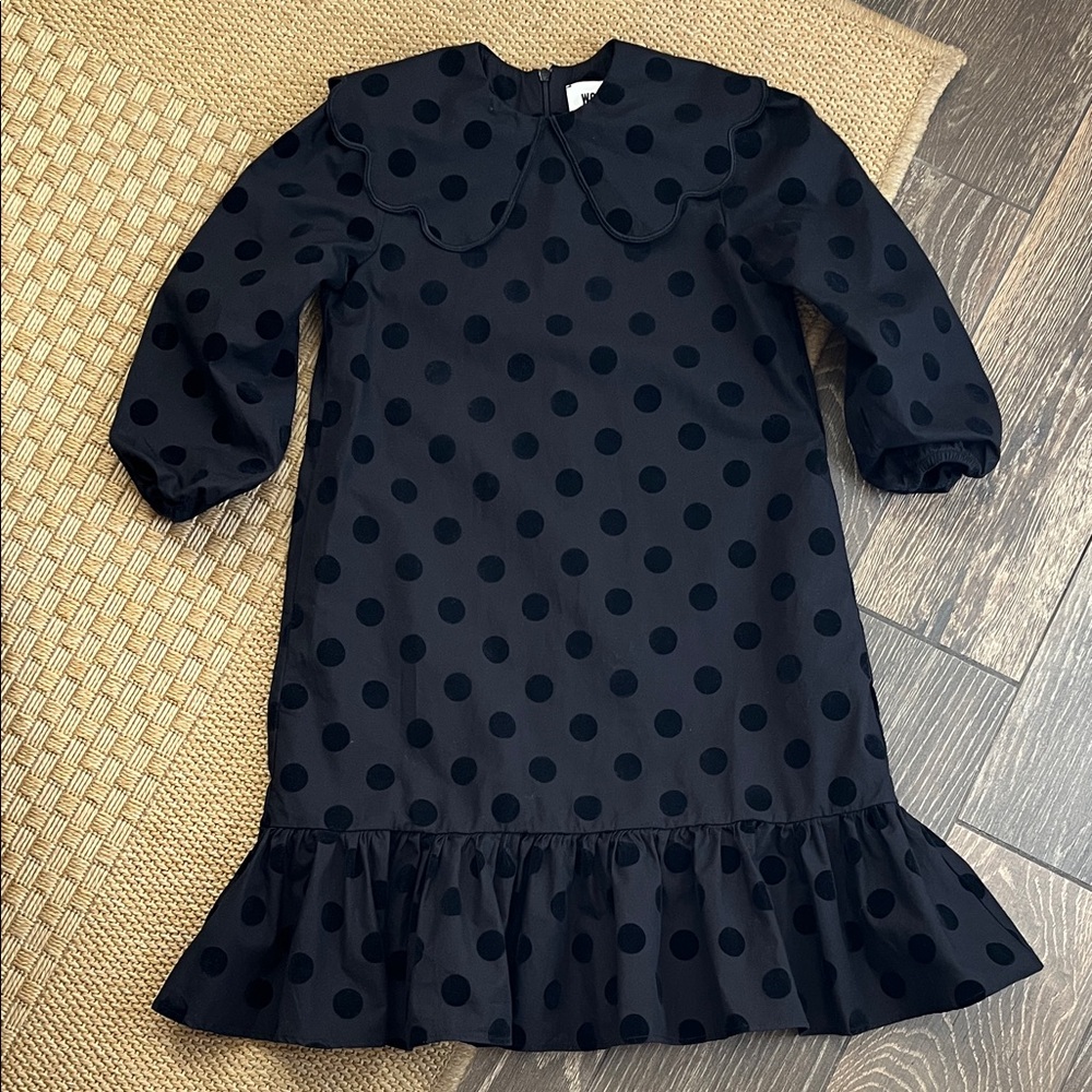 Wolf and Rita Girls’ Black Lilita Mond Polka Dot Holiday Dress—6Y - Picture 2 of 14
